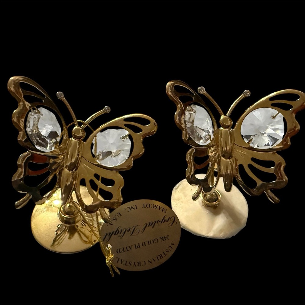 Crystal Delight Mascot 24K Gold Plated Austrian Crystal Butterfly Figurines Set